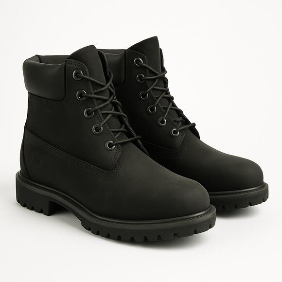 Timberland Premium 6-Inch Waterproof Boot Black Nubuck 12907 Size 6.5 Juniors - Picture 1 of 16